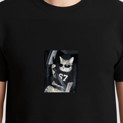 67 Cat Wearing Sunglasses Gen Alpha Funny Six Seven 6 7 Meme T-Shirt