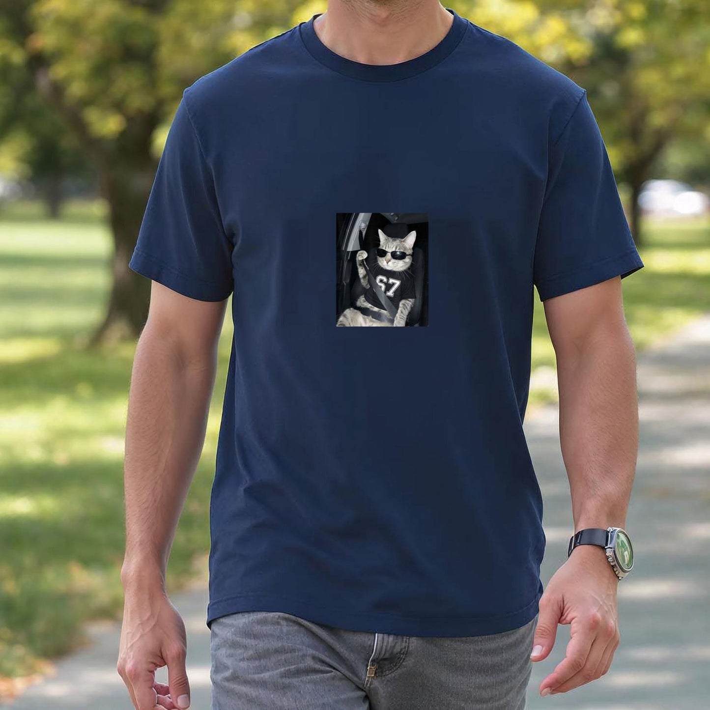 67 Cat Wearing Sunglasses Gen Alpha Funny Six Seven 6 7 Meme T-Shirt