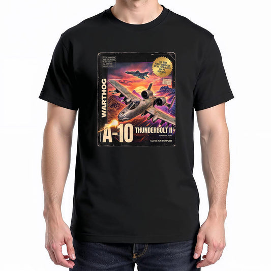 A-10 Warthog Fictional PC Game Box Front and Back Y2K Style T-Shirt