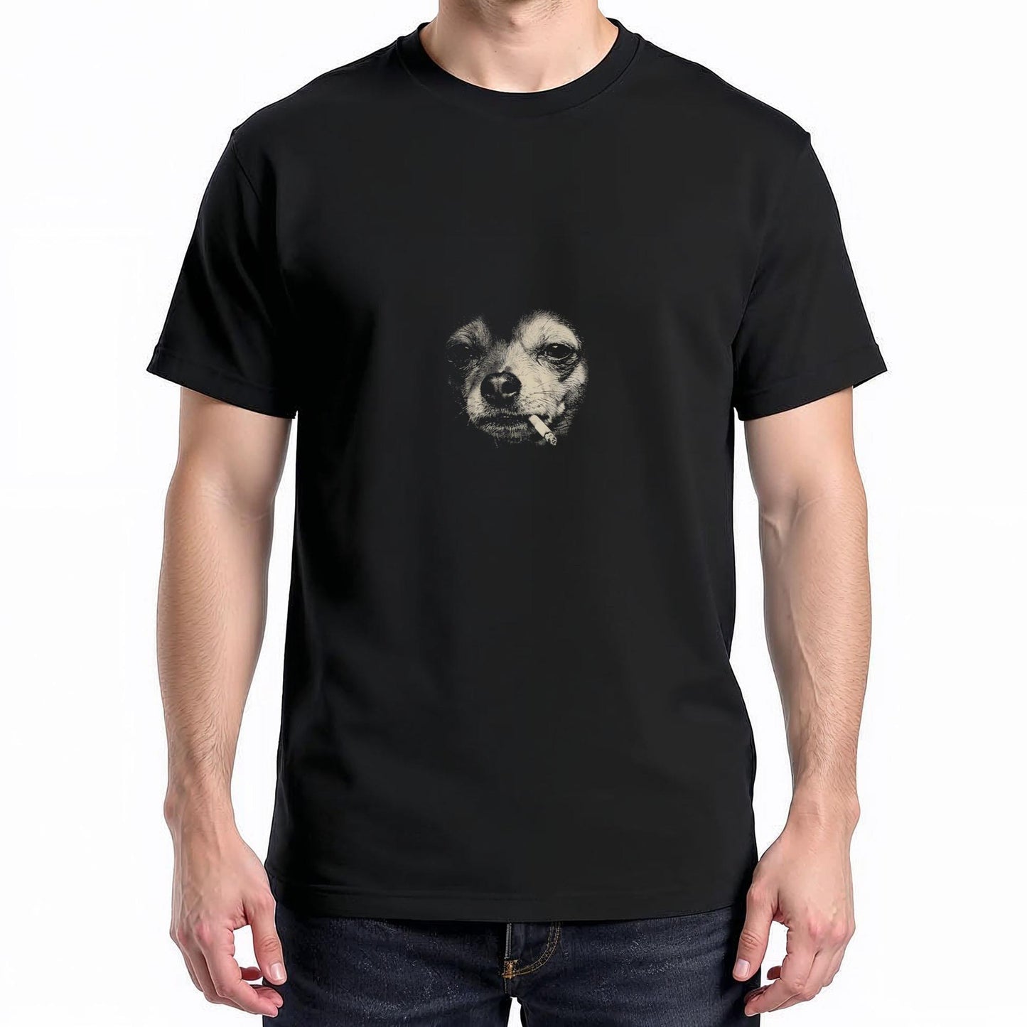 Dog Smoking Cigarette Funny Chihuahua Meme T-Shirt