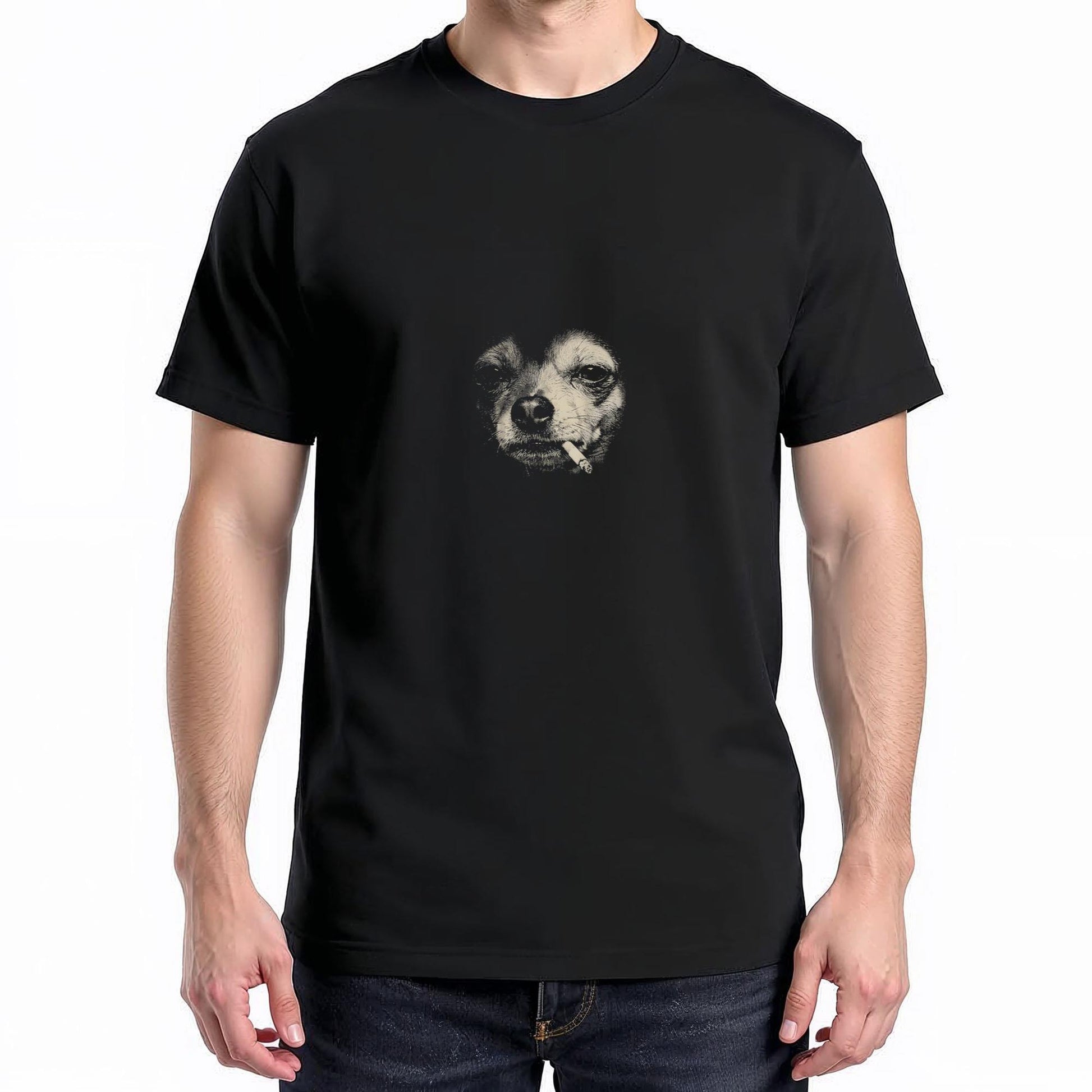 Dog Smoking Cigarette Funny Chihuahua Meme T-Shirt