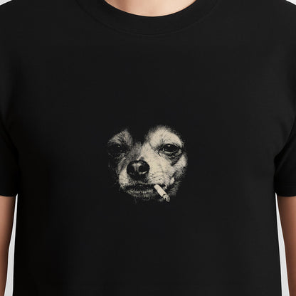 Dog Smoking Cigarette Funny Chihuahua Meme T-Shirt