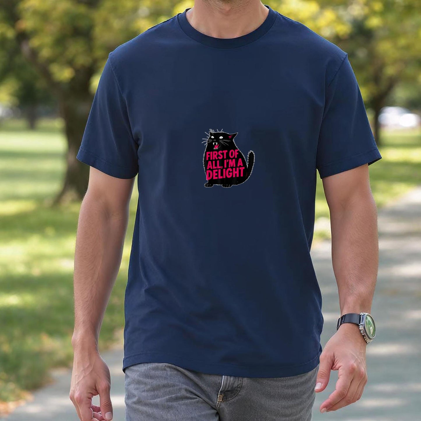 First of All I'm a Delight Roaring Black cat T-Shirt
