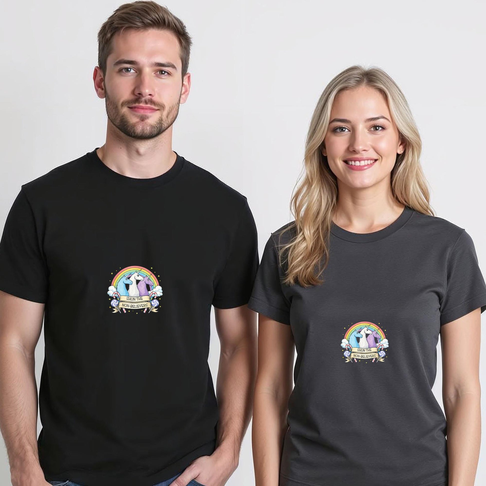 Funny Shun The Non-Believers Unicorn Candy Tee T-Shirt