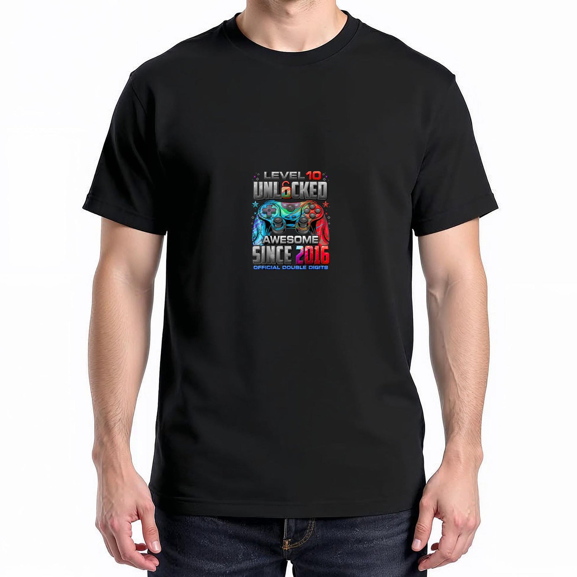 Level 10 Unlocked Awesome Since 2016 10th Birthday Gaming T-Shirt
