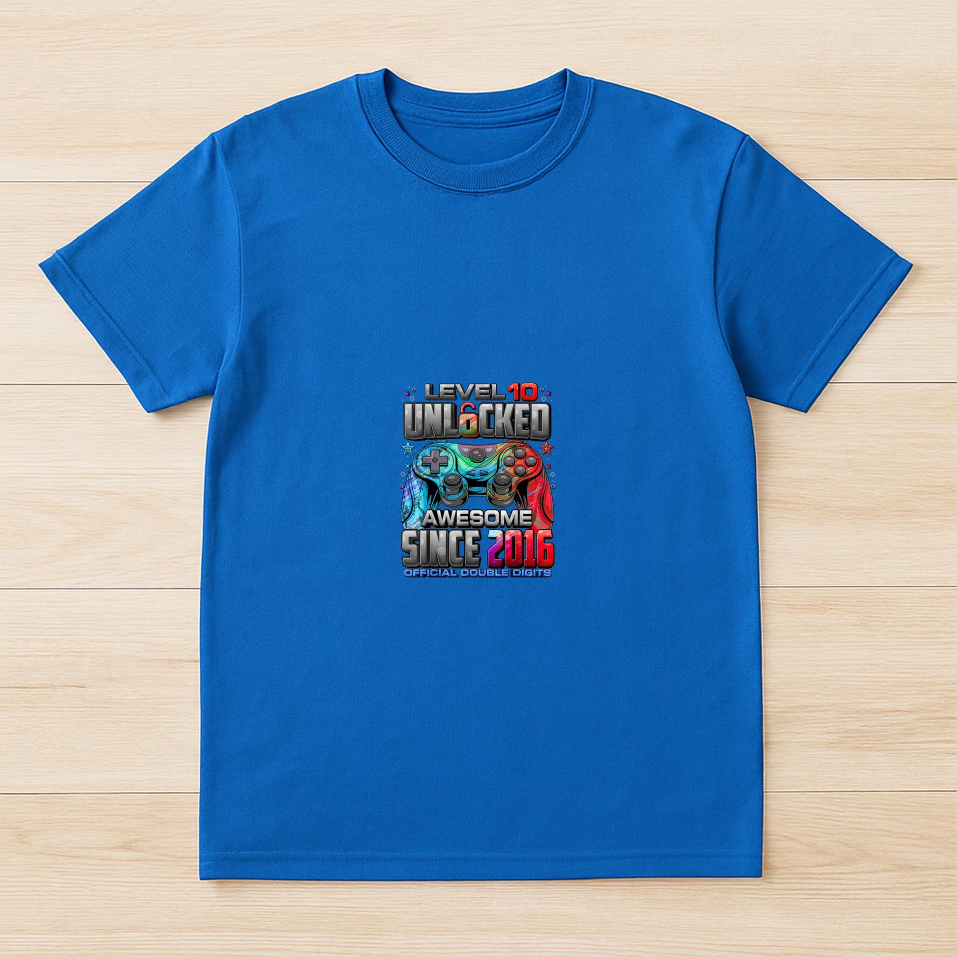 Level 10 Unlocked Awesome Since 2016 10th Birthday Gaming T-Shirt