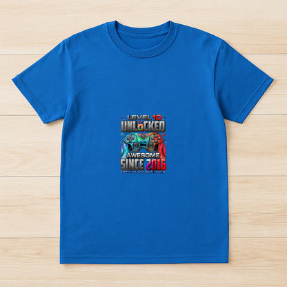 Level 10 Unlocked Awesome Since 2016 10th Birthday Gaming T-Shirt