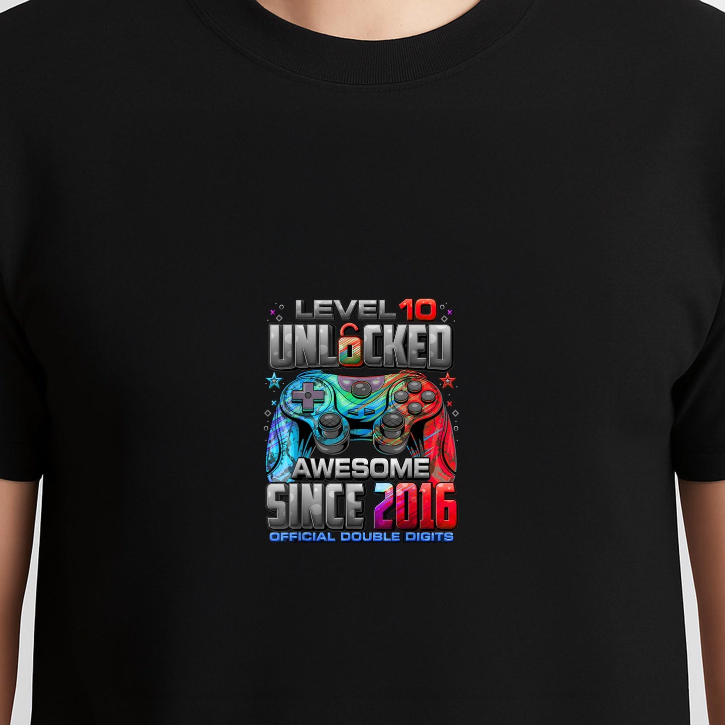 Level 10 Unlocked Awesome Since 2016 10th Birthday Gaming T-Shirt