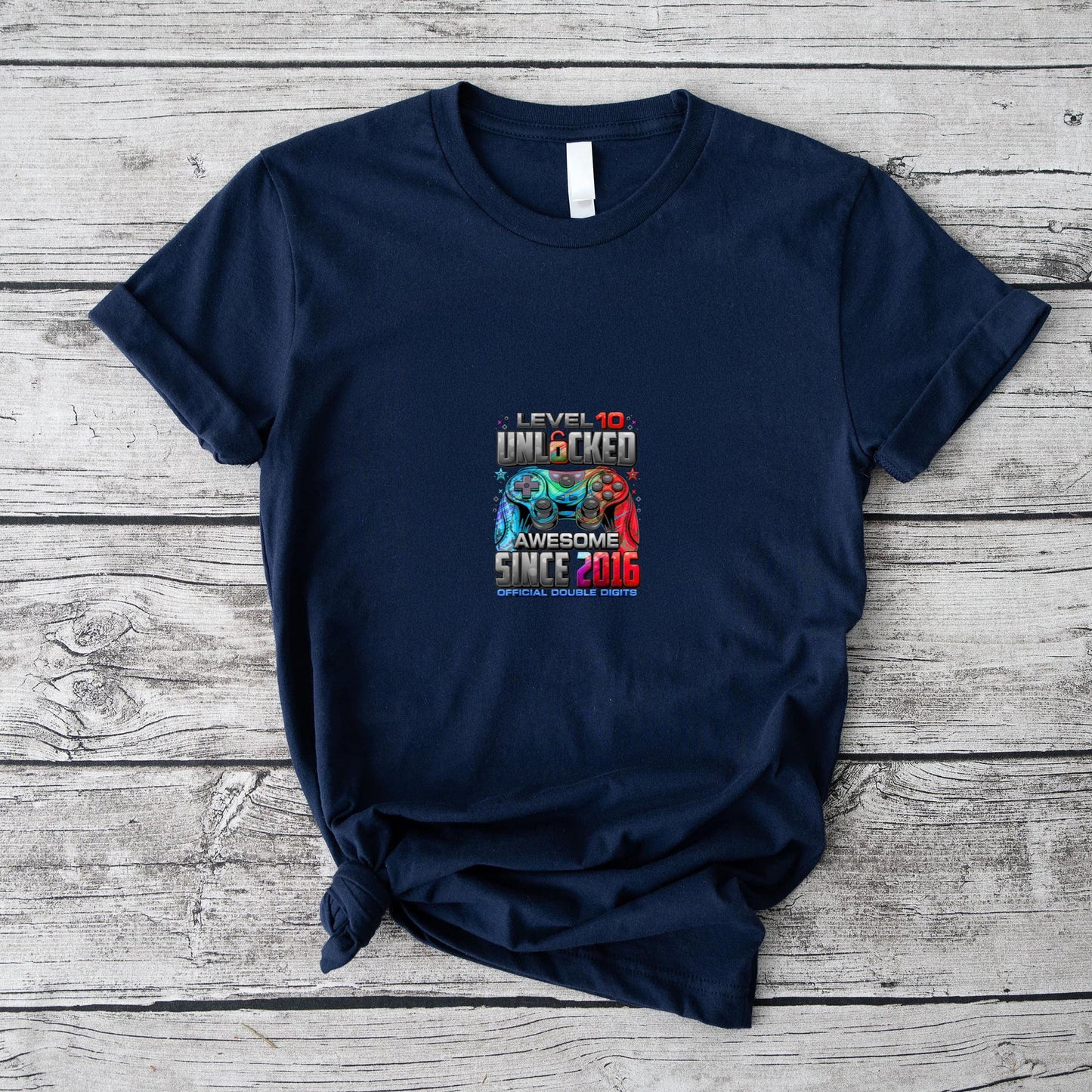 Level 10 Unlocked Awesome Since 2016 10th Birthday Gaming T-Shirt